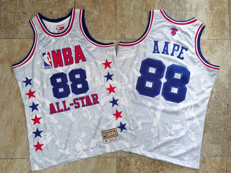 2020 Men NBA All Star #88 AAPE white jersey